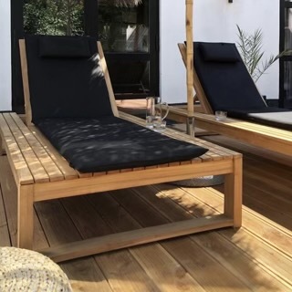 Luxury adjustable sun lounger made of durable Ipe hardwood for a premium spa-like garden experience